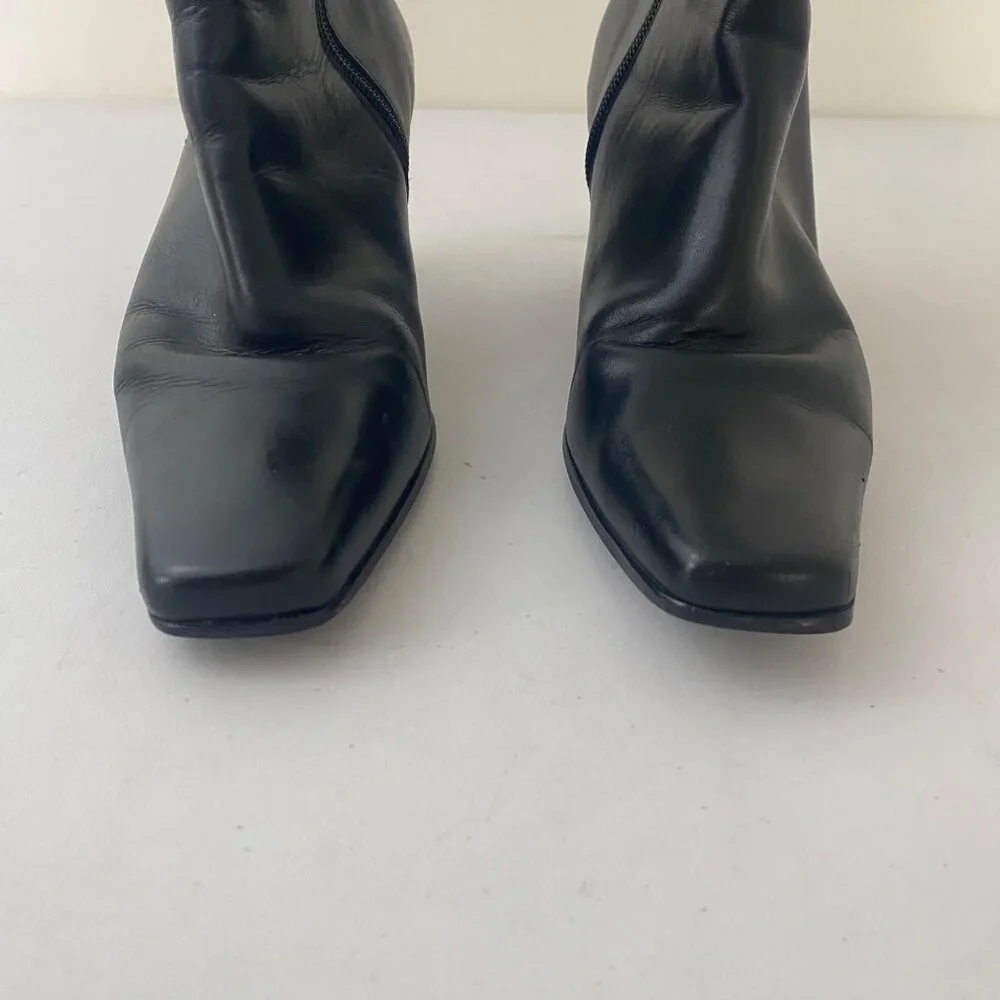 Hillard & Hanson Christine Ankle Boots Shoes Buckle Heel Pointed Toe Black